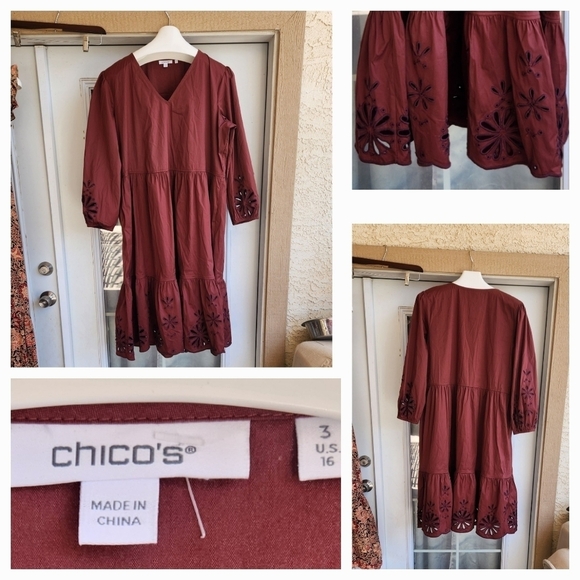 2025 COLORS ! Poplin‎ Eyelet Midi Dress - Picture 3 of 3